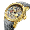 the new fashion watches mens 3d engraved dragon quartz watches big dial casual sports waterproof watch man (gold 1)