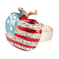 The Stars and The Stripes Apple Shape Gold Plate Ring