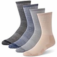 thermal wool socks for women men lightweight warm trekking hiking crew socks moisture-wicking full cushioned outdoor socks, 4 pack, mix color, m