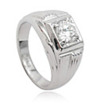 Thick Section Pattern Crystal Inlaid Ring