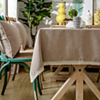 Thick Waterproof Linen Cotton Tablecloth Square Tablecloth Decorative Kitchen Rectangular Tablecloth with Lace 1 pc