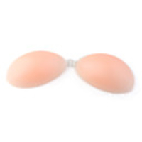 Thicken Silicone Backless Strapless Self-Adhesive Bra with Big Button- Nude Color (D cup)