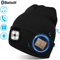 thinsulate warm bright led lit beanie cap unisex hat with rechargeable front facing headlamp with 4 leds shining with a 3 metre beam,  charges via usb - great for cycling,  running,  camping (style 2)