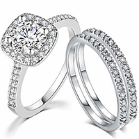 three-in-one bridal wedding engagement anniversary statement eternity ring set (silver,  11.5)