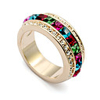 Three Rows Of Diamond Love Oath Crystal Ring
