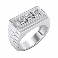 three stone rolex style mens ring 0.27 ct round diamond in 14k white gold finish (10)