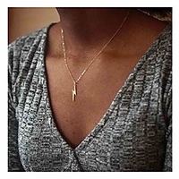thunder necklace lightning bolt necklace minimalist choker for women and girls jewelry gifts lightning charm (gold)