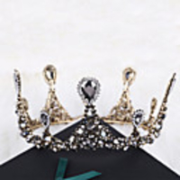 Tiaras Forehead Crown Crown Masquerade Vintage Gothic Lolita Baroque Elegant Chrome For Black Swan Cosplay Women