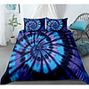 Tie Dye Duvet Cover Set Black Blue Psychedelic Swirl Pattern Boho Hippie Boys Girls Bedding Sets(Include 1 Duvet Cover and 1or 2 Pillowcases)