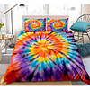 Tie Dye Duvet Cover Set Black Orange Blue Psychedelic Swirl Pattern Boho Hippie Boys Girls Bedding Sets(Include 1 Duvet Cover and 1or 2 Pillowcases)