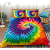 Tie Dyed Bedding Rainbow Tie Dye Duvet Cover Set Orange Yellow Pink Psychedelic Art Pattern Boho Hippie Bedding Sets 2/3 Pieces(Include 1 Duvet Cover and 1 or2 Pillowcases)