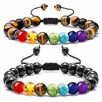 tiger eye bracelet for women - 8mm natural tigers eye stone black agate beads chakra bracelet for women,  mens stress relief yoga bracelet adjustable semi-precious stone tiger eye chakra bracelet