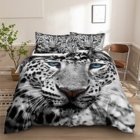Tiger Pattern 3-Piece Duvet Cover Set Hotel Bedding Sets Comforter Cover with Soft Lightweight Microfiber,  Include 1 Duvet Cover,  2 Pillowcases (1 Pillowcase for Twin/Single) miniinthebox