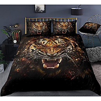 tiger print 3-piece duvet cover set hotel bedding sets comforter cover with soft lightweight microfiber,  include 1 duvet cover,  2 pillowcases for double/queen/king(1 pillowcase for twin/single)