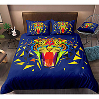 Tiger Print 3-Piece Duvet Cover Set Hotel Bedding Sets Comforter Cover with Soft Lightweight Microfiber,  Include 1 Duvet Cover,  2 Pillowcases for Double/Queen/King(1 Pillowcase for Twin/Single)