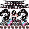tik tok birthday party decorations, tik tok party supplies - tik tok happy birthday cake topper and tik tok birthday banner for girl