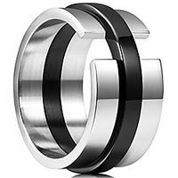 time 11mm black and white mens stainless steel wedding band ring high polished 8.5