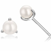 tiny 3mm white fresh water pearl studs in sterling silver