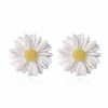 tiny resin daisy flower stud earrings for women,  post earrings with 925 sterling silver pin for sensitive ears (white)