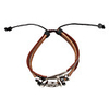 Tiny Shield Multilayer Vintage Fabric and Leather Bracelet