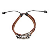 Tiny Shield Multilayer Vintage Fabric and Leather Bracelet
