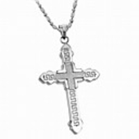 Titanium 316L Stainless Steel Sand Blasting Cross Pendant Necklace Silver With Gift Box