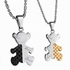 Titanium 316L Stainless Steel Bear Couple Pendants Necklace With Gift Box