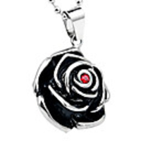 Titanium Steel Black Rose Necklace