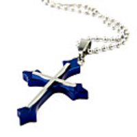 Titanium Steel Blue Cross Shaped Necklace