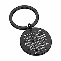 to my man keychain husband anniversary gift boyfriend love lettering keyring birthday valentines day gift for him (black)