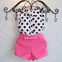 Toddler Clothing Set Sleeveless White Polka Dot Bow Daily Sports Going out Basic Regular miniinthebox