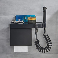 Toilet Paper Holder with Single hole Bidet Black/White Painted Finish Self-Cleaning 1/2 Water hose miniinthebox