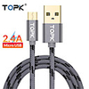 TOPK 1m 2m Micro USB Cable 2.4A Fast Charging Data Cable for Xiaomi Redmi Note 5 Samsung Nylon Android Phone Charger Cable