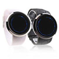 Touch Screen Creative Blue LED Silicone Band Wristband Watch for Love Couple