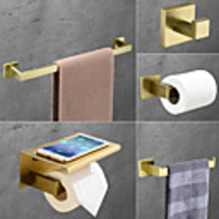 Towel Bar / Toilet Paper Holder / Robe Hook Adjustable Length / New Design / Creative Contemporary / Modern Stainless Steel / Low-carbon Steel / Metal 4pcs / 3pcs / 1pc - Bathroom Wall Mounted