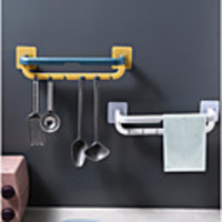 Towel Rack Free Punching Toilet Bathroom Suction Cup Hanger Bath Towel Shelf Simple Single Pole Shelf