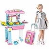toysamp;gift 2 in 1 toy playset travel trolley case w/ extended handle carrying case,  light,  sound amp; accessories,  play set (unisex kitchen /doctor/dresser/ artisan/craftsman set) (chef)