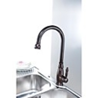 Traditional Oil-rubbed Bronze Finish One Hole Single Handle Deck Mounted Rotatable Brass Kitchen Faucet