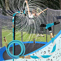 Trampoline Sprinkler for Kids Backyard Water Park WaterWhirl Outdoor Game Toys Adjustable Summer Toys Accessories Included Tool Free (Blue) miniinthebox