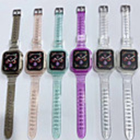 Transparent Shining Conjoined Silicone Wrist Strap for Apple Watch Band Series 6 5 4 3 2 1 Band Sport Strap for Iwatch 38mm 40mm 42mm 44mm