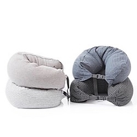 Travel Pillow 100% Pure Cotton Cover Memory Foam Neck Pillow Soft Neck Support Adjustable Machine Washable Best Sleep Pillow Breathable amp; Washable Pillowcase Car amp; Airplane Pillow 3 Colors