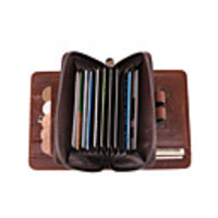 Travel Wallet Document Organizer Card Holder Anti-theft RFID Blocking Everyday Use Security Genuine Leather Classic Vintage Gift For Men