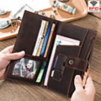 Travel Wallet Passport Holder ID Holder Document Organizer Large Capacity Waterproof Anti-theft Casual Traveling PU Leather Classic Gift For Men and Women 10.51.516.5 cm