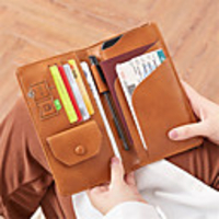 Travel Wallet Passport Holder ID Holder Document Organizer Large Capacity Waterproof Anti-theft Casual Traveling PU Leather Classic Gift For Men and Women 10.51.519.5 cm