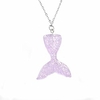 travet mermaid fish tail pendant necklace for women girls stainless steel chain necklace resin charm sweater chain jewelry gift, purple