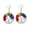 tree of life drop dangle crystal earrings jewelry beads handmade wire wrapped birthstone gemstone chakra jewelry best gifts (silver)