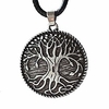 tree of life necklace - metal alloy,  viking yggdrasil pendant - pu leather cord,  19.7