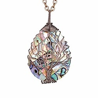 tree of life pendant nature abalone shells handmade wire wrapped charms necklace jewelry