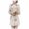 trench coat womens insulated windbreaker jacket lapel collar with tie-belt for travel/work khaki l miniinthebox