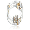 tri-tone and crystal set of 2 bangle bracelet